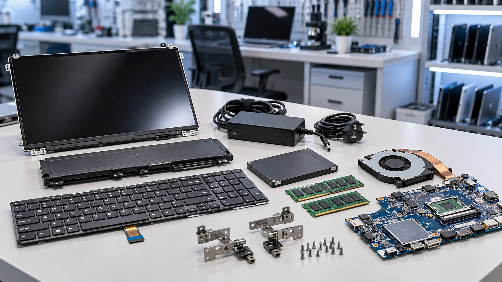 Laptop spare parts screens keyboards batteries SSD RAM in Chennai